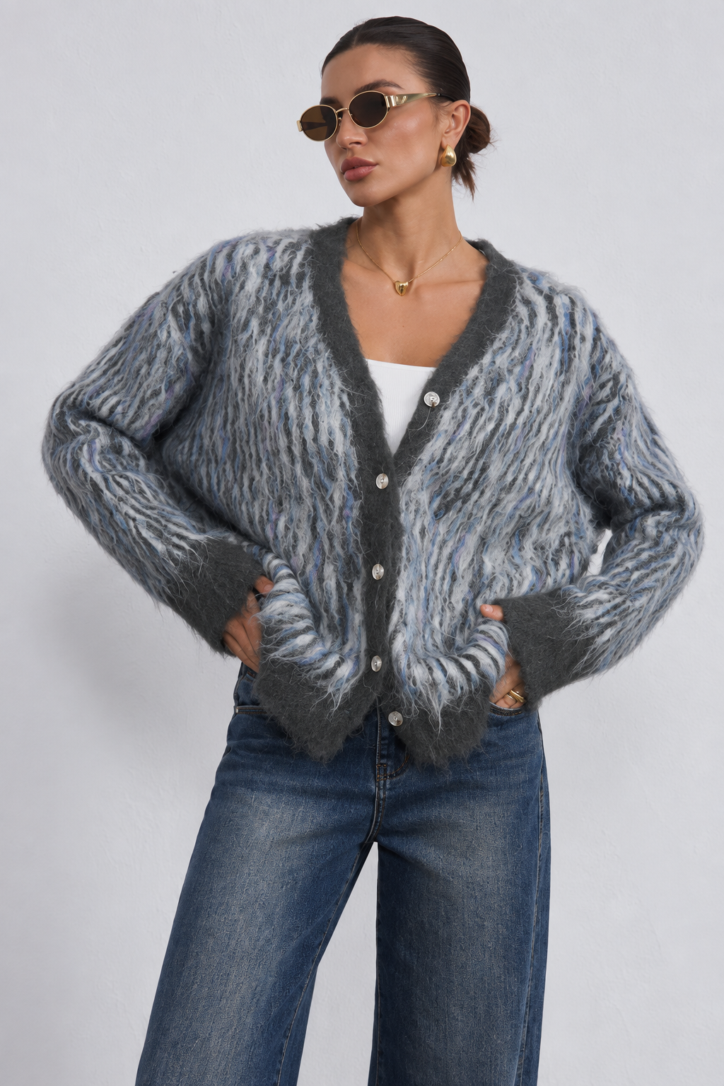 Oversize Cardigan mit Knöpfen