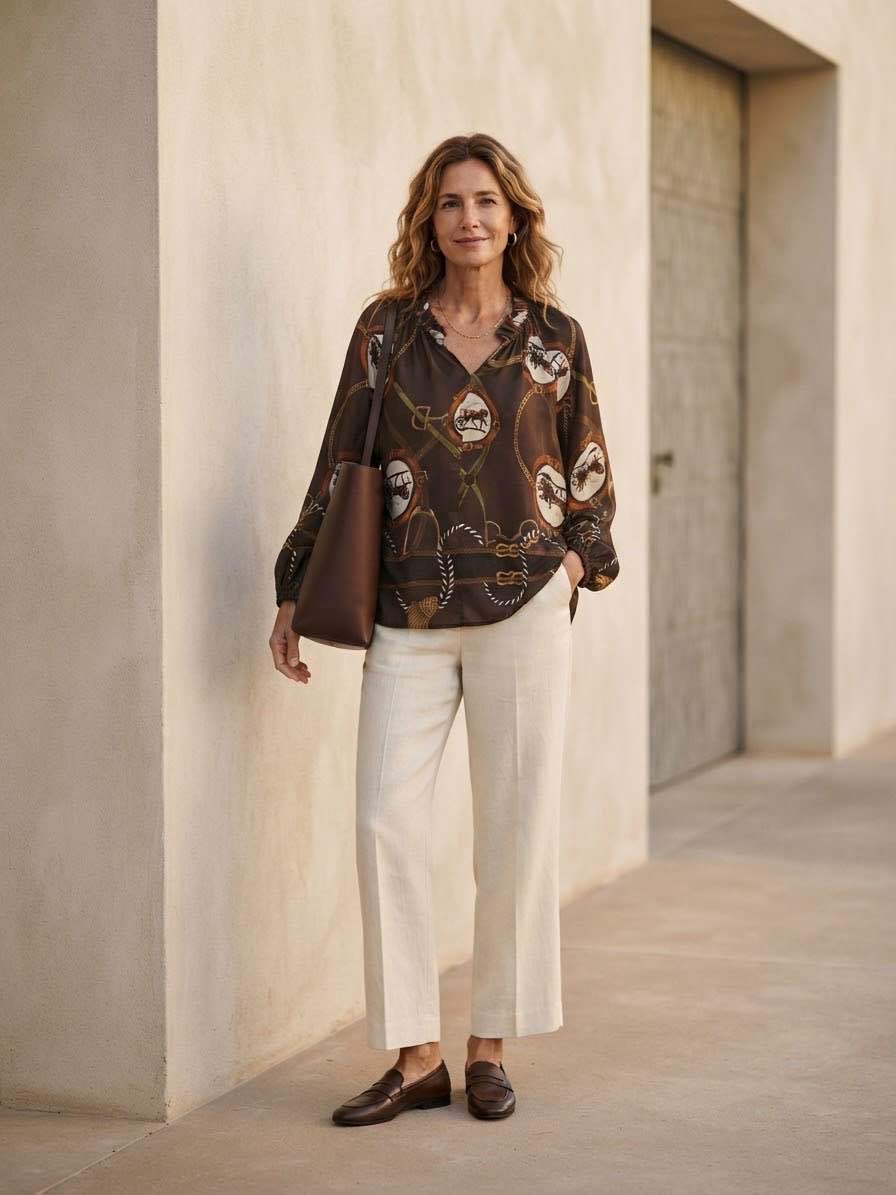Lockere Bluse mit Rüsche