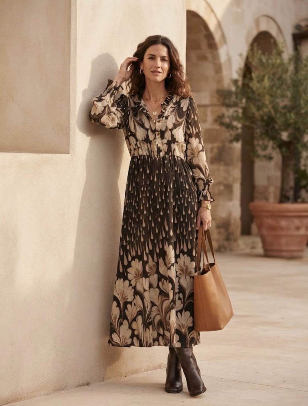 Midi-Hemdkleid mit Volant