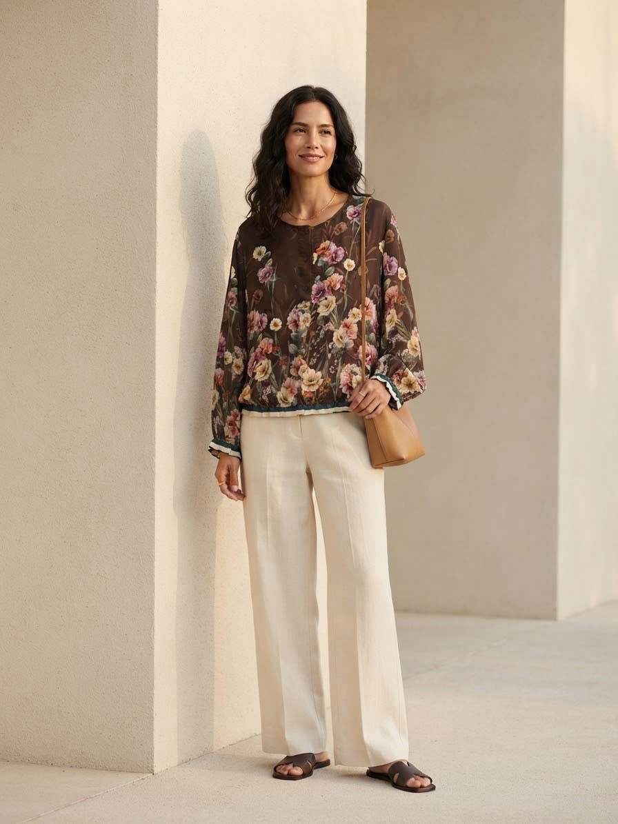 Locker sitzende Bluse mit Rüschen