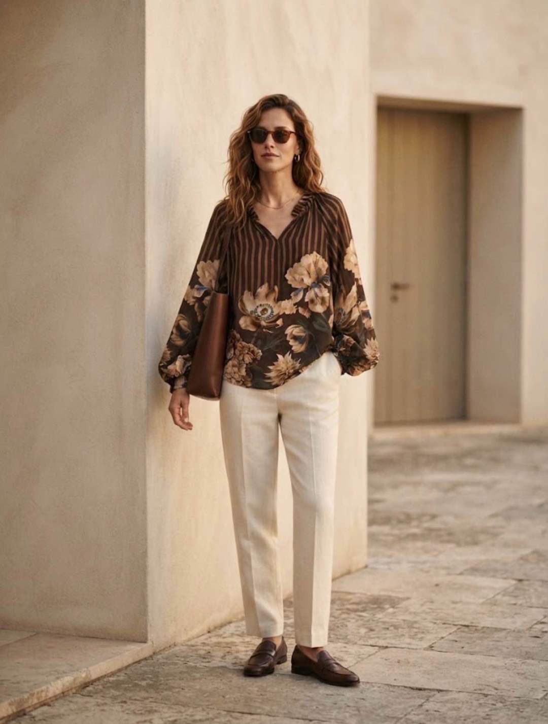 Locker sitzende Bluse mit Rüsche