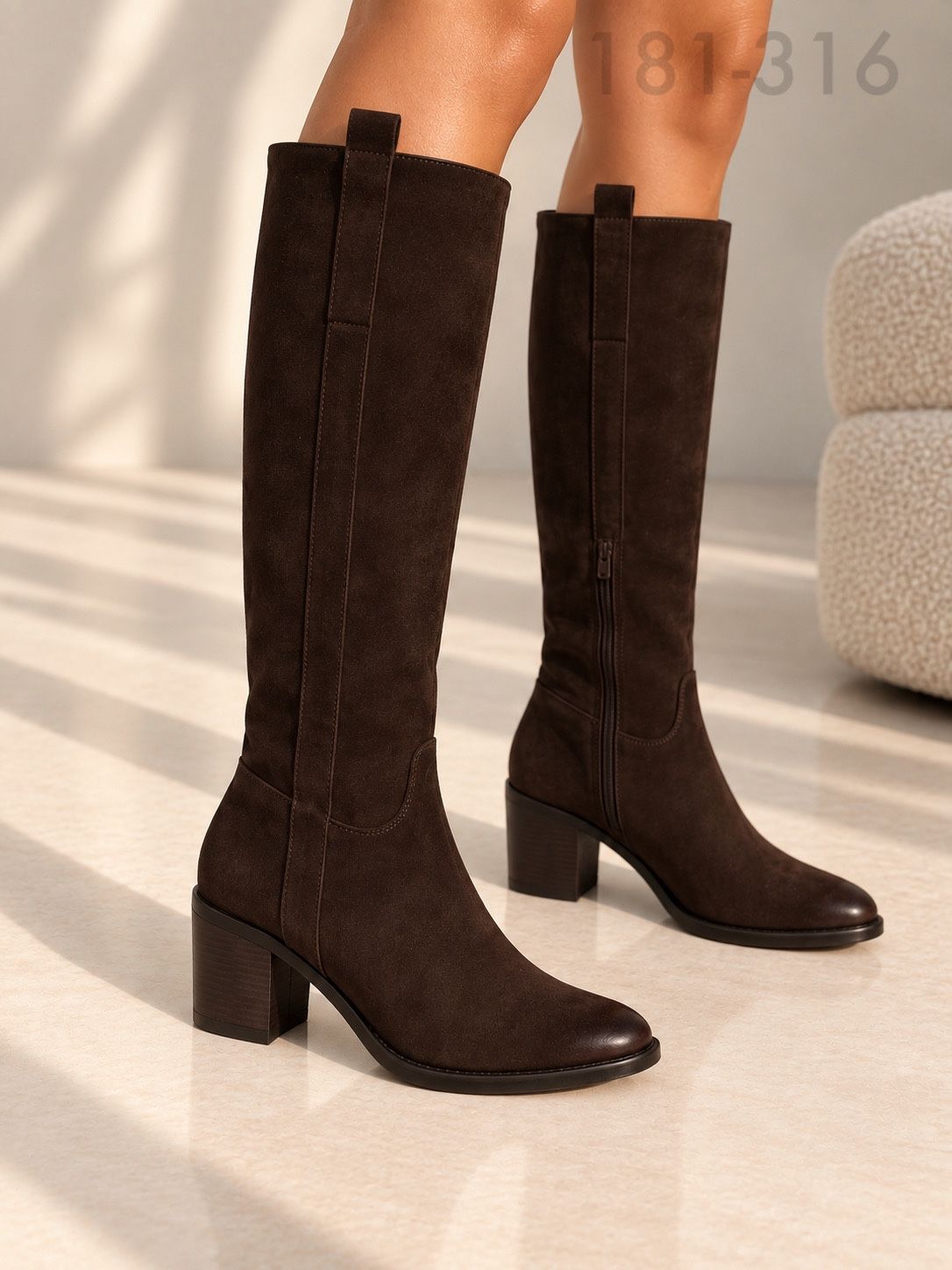Kniehohe Wildleder‑Optik Stiefel