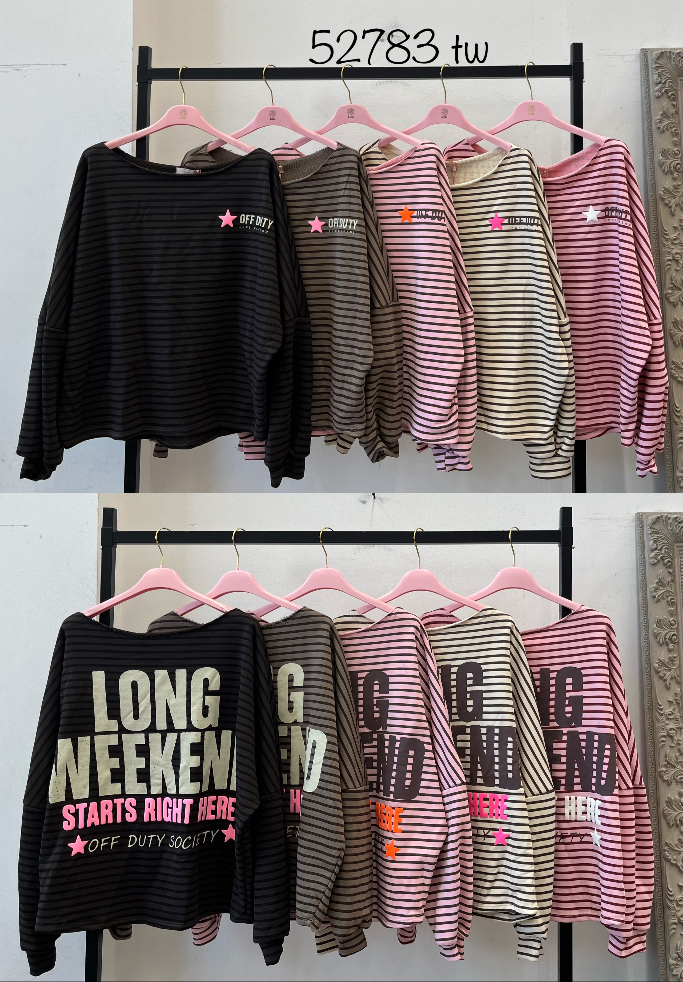 Oversize Mikro-Streifen Sweatshirt
