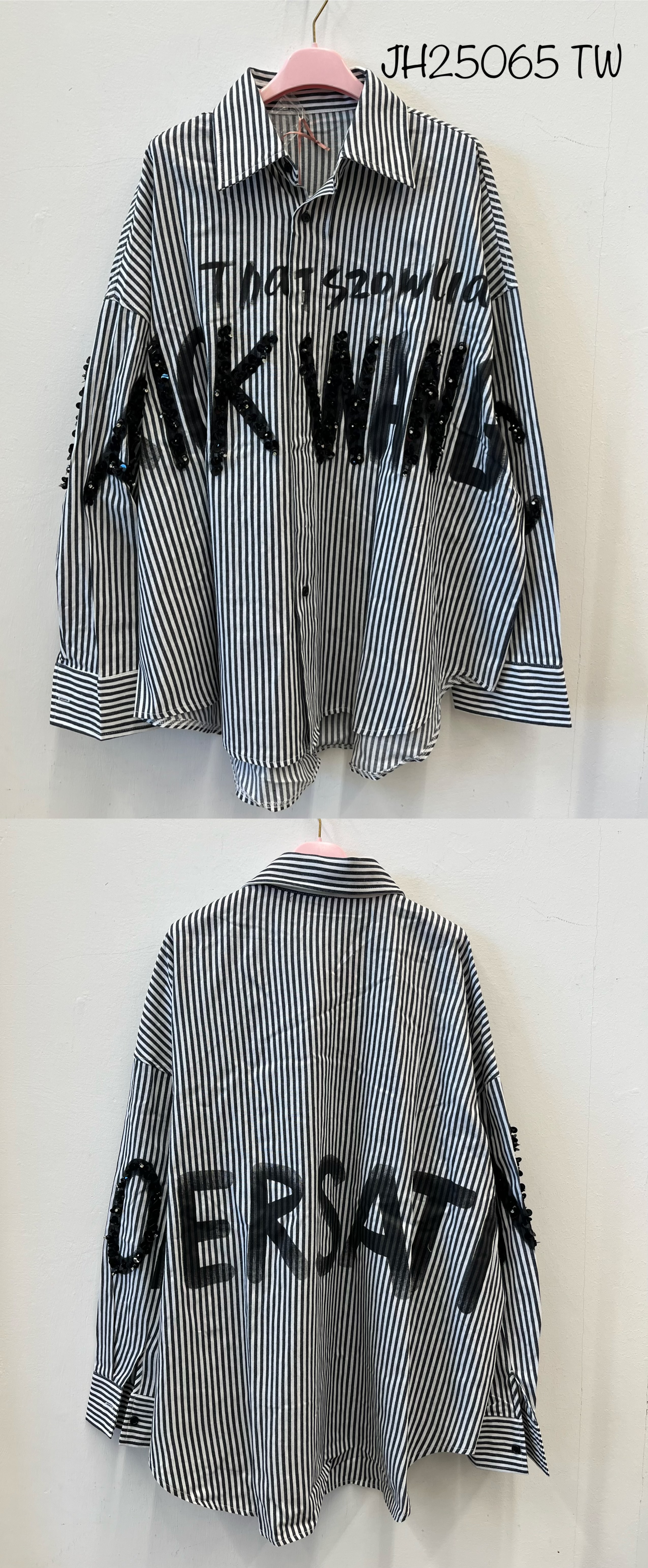 Oversized Hemdjacke mit Pailletten