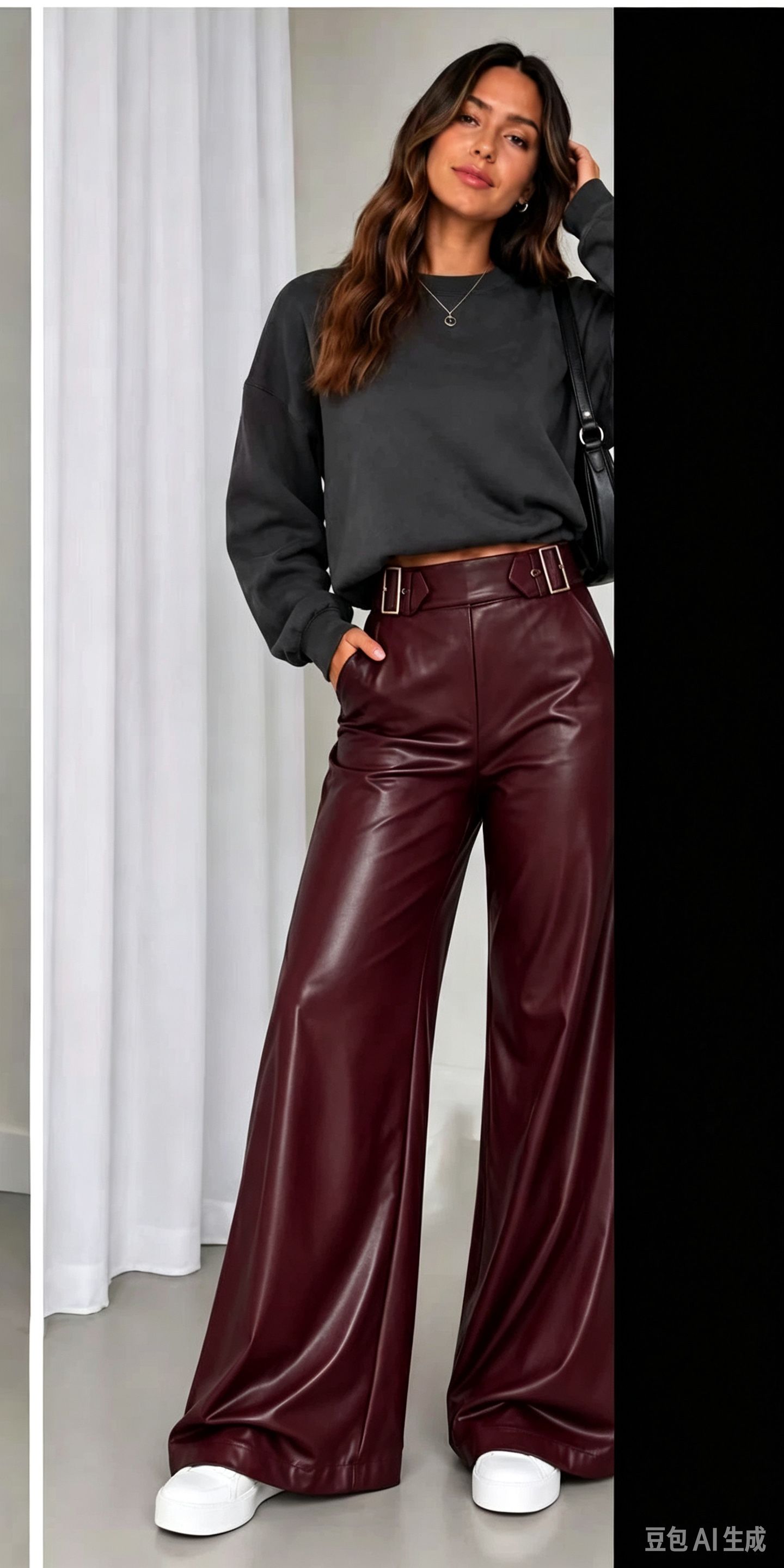 Weite Hose mit hoher Taille