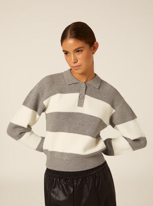 Gestreifter Polo-Pullover