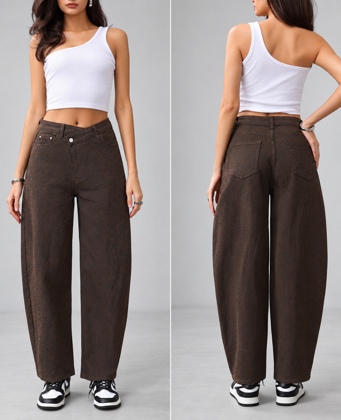 Weite Jeans mit Allover-Muster