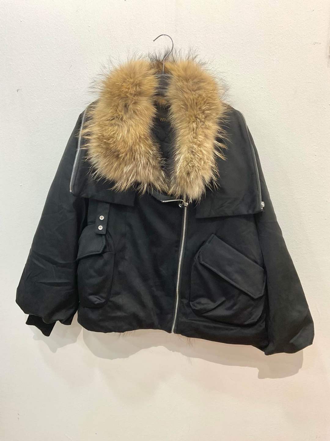 Oversize-Jacke mit Kunstpelzkragen