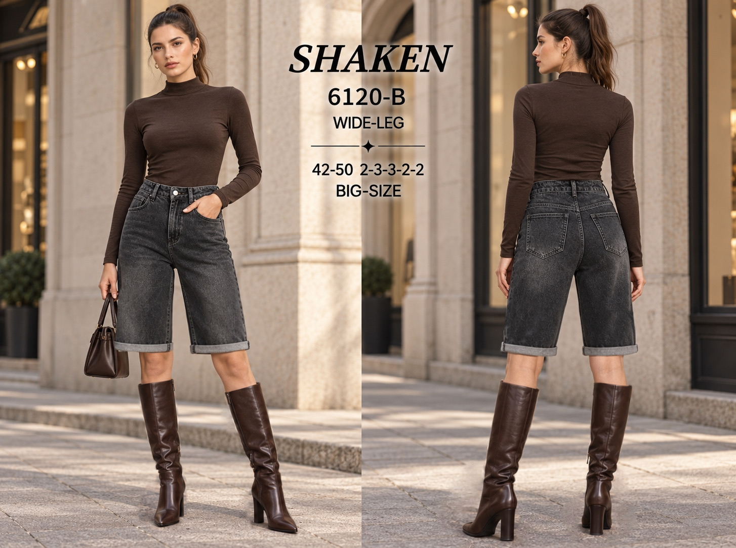 Bermuda-Shorts mit hohem Bund