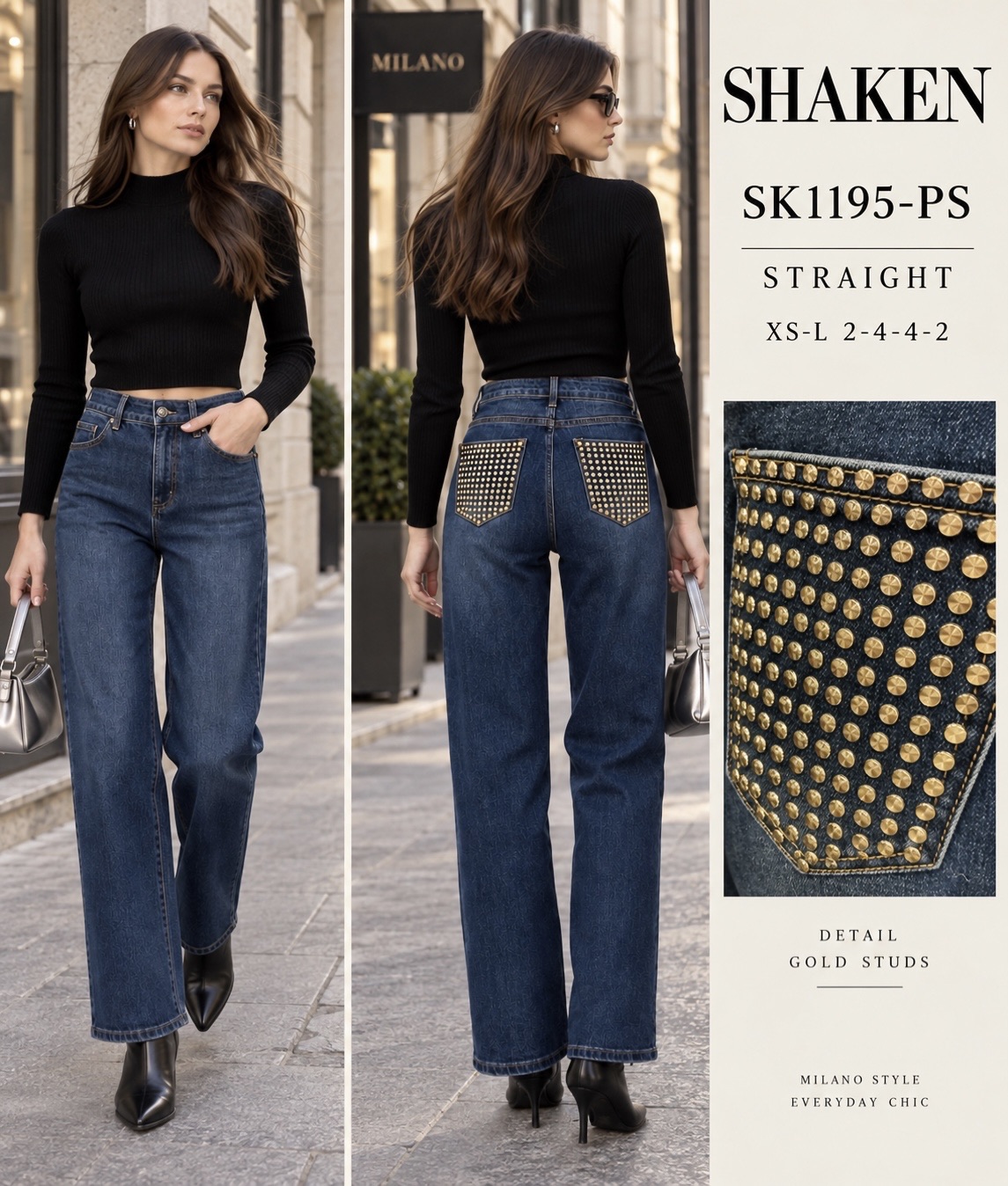 Jeans mit hohem Bund und geradem Bein