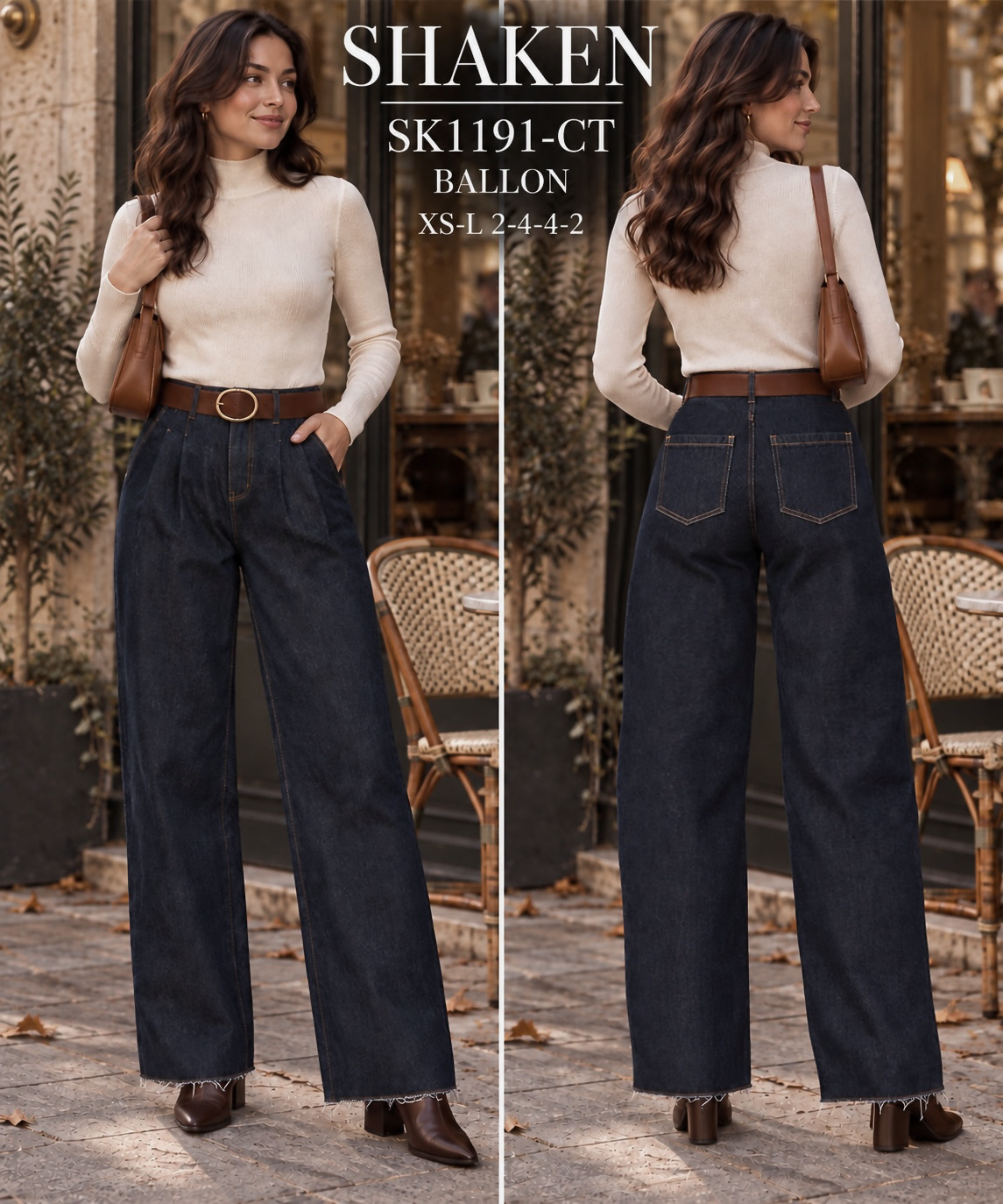 Jeans mit hoher Taille und weitem Bein