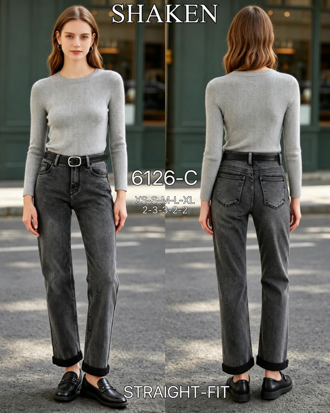 Straight Jeans mit hohem Bund