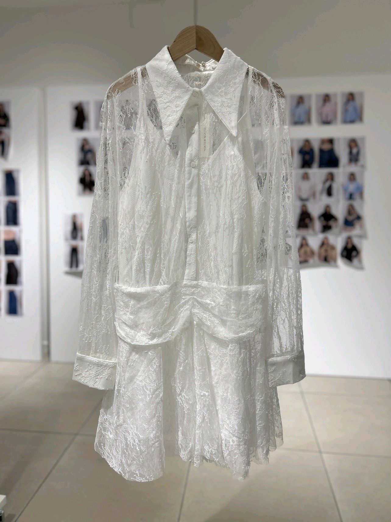 Hemdblusenkleid mit Spitze
