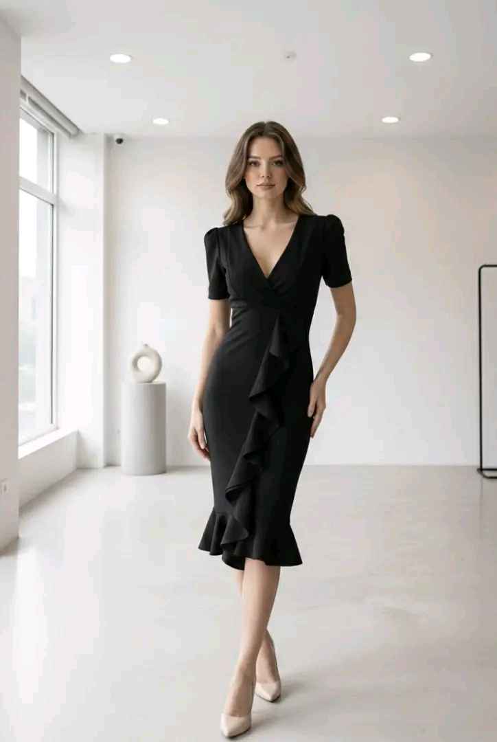 Wickel-Midikleid im Meerjungfrauen-Stil