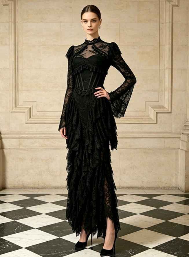 Meerjungfrauen-Kleid mit Spitze