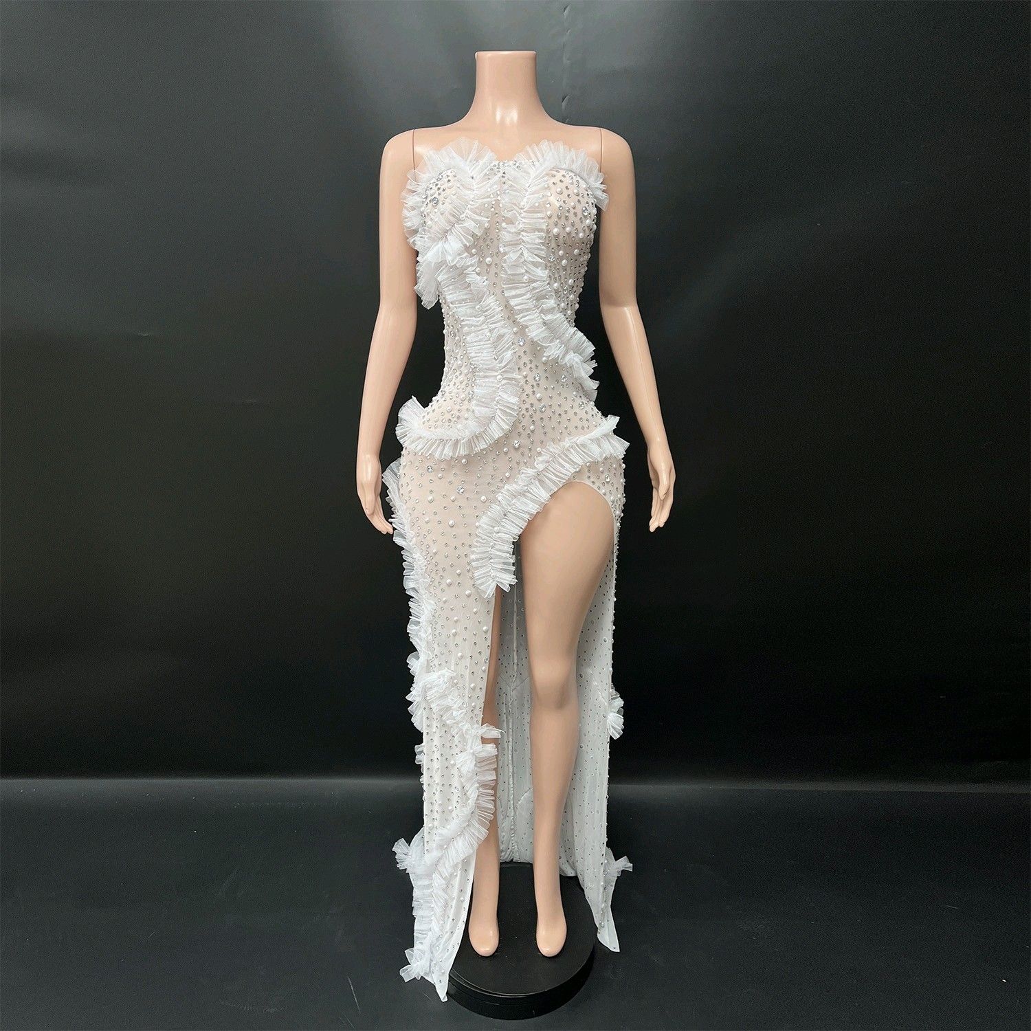 Meerjungfrau-Maxikleid mit Rüschen