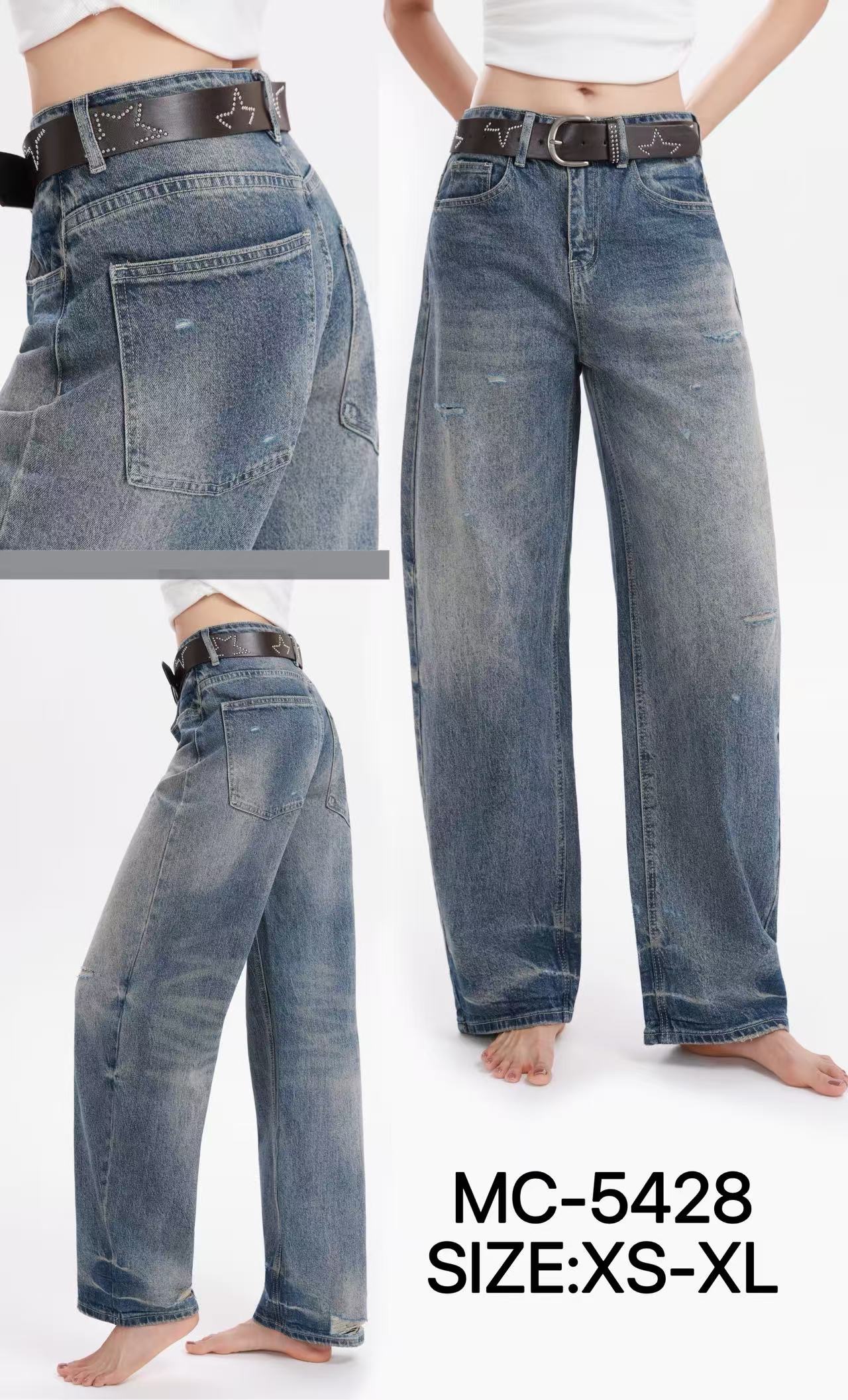 Wide‑Leg Hose mit Nieten