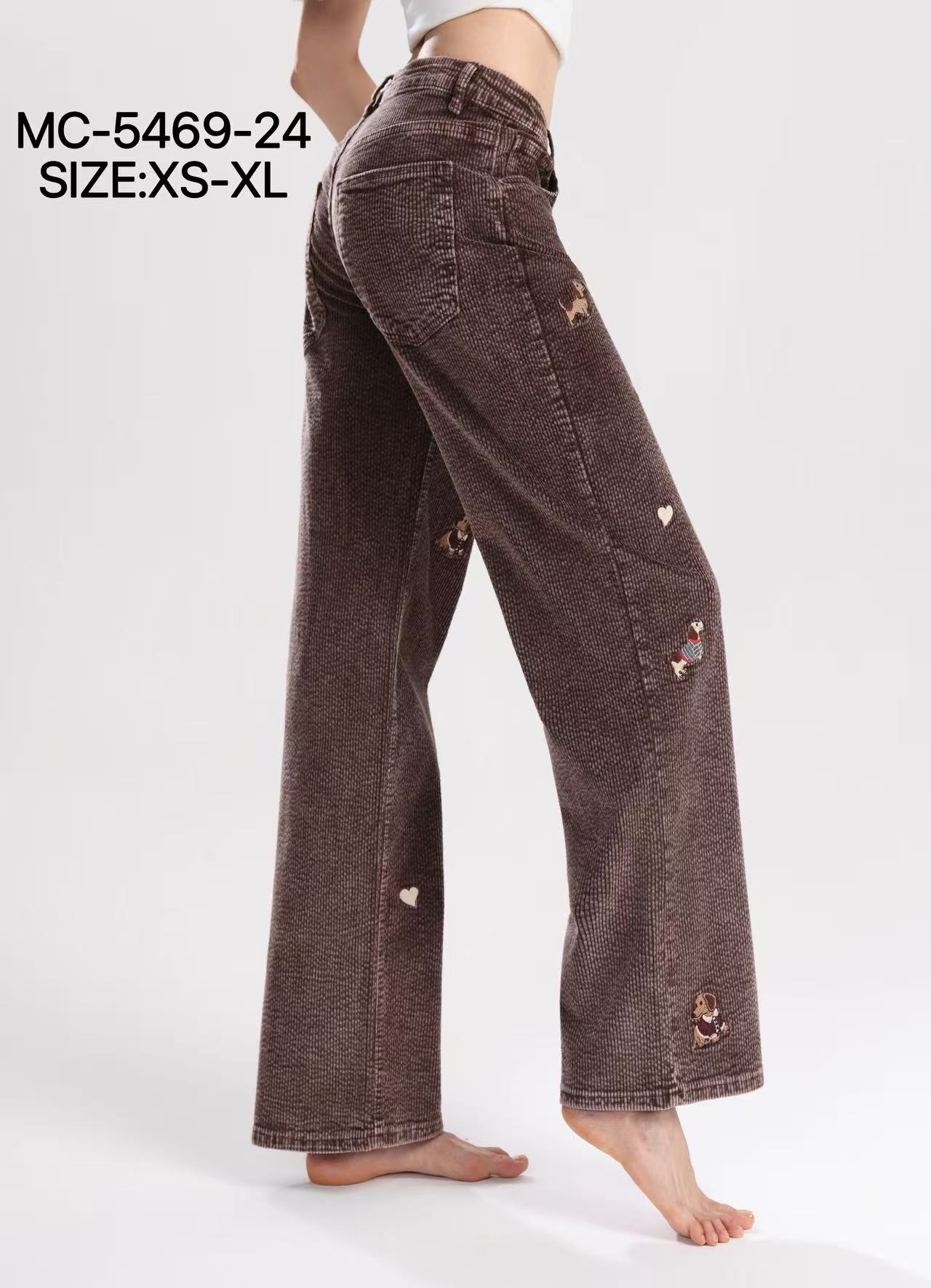 Gerade Hose mit Stickerei