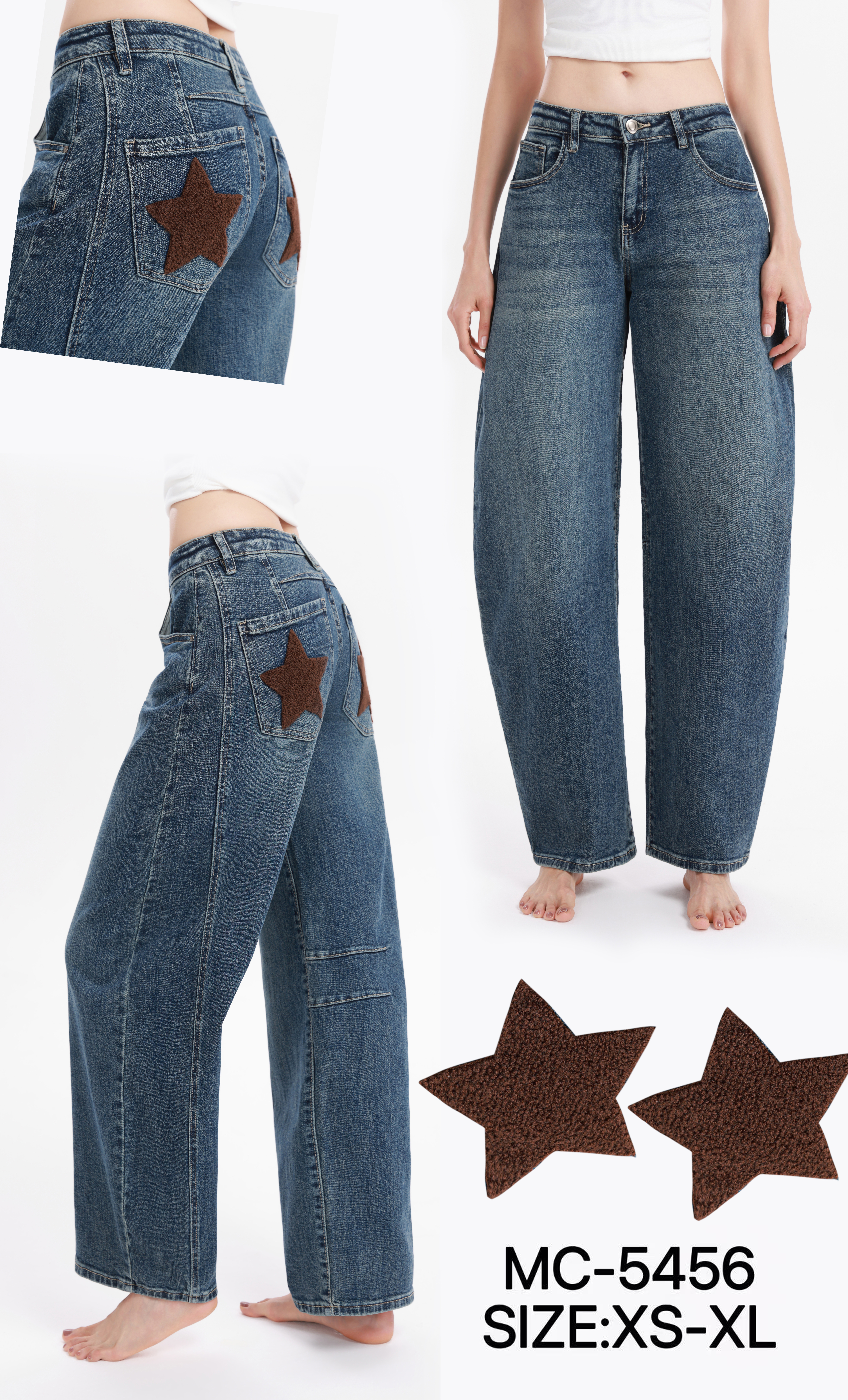 Wide‑Leg Jeans mit Stickerei