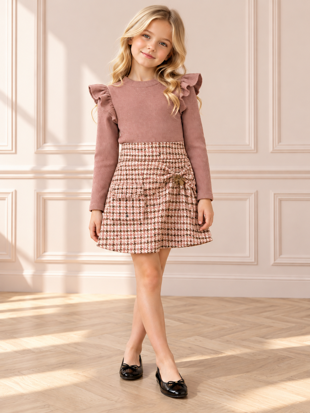 A‑Line Minikleid mit Rüschen