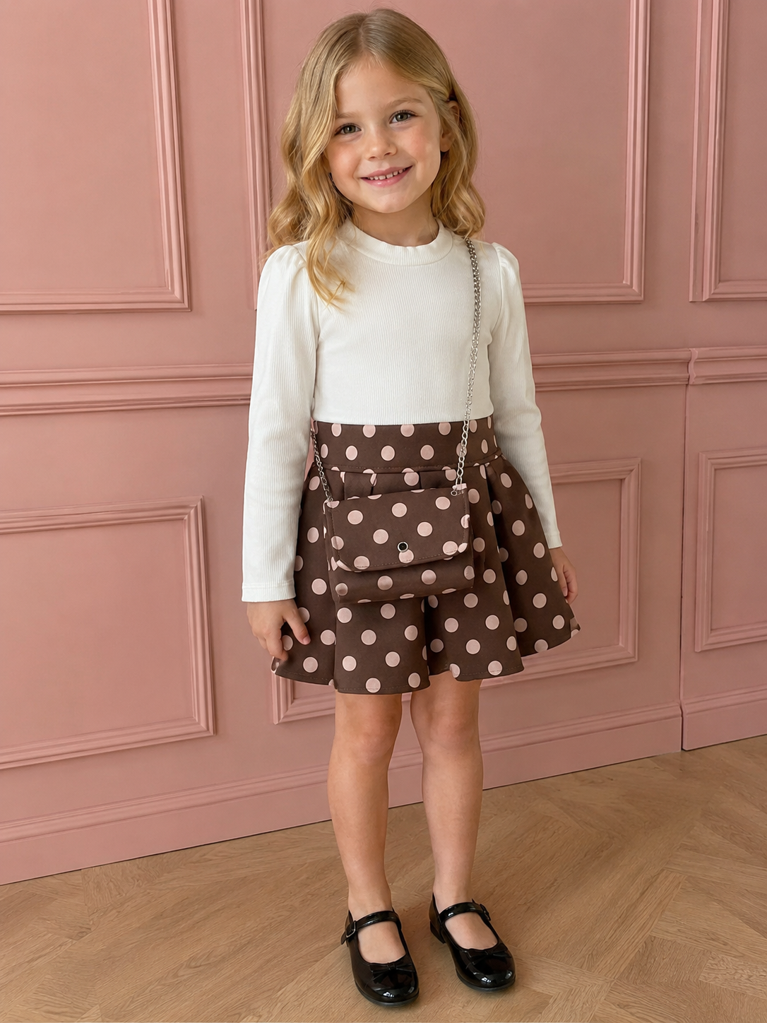 A‑Linien Kleid mit Plissee‑Details