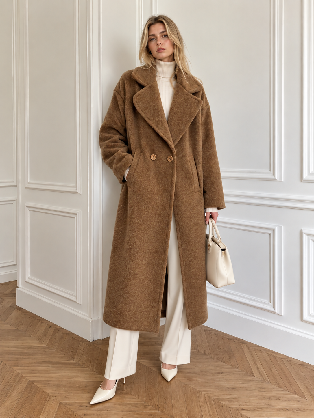 Maxi-Mantel mit Revers