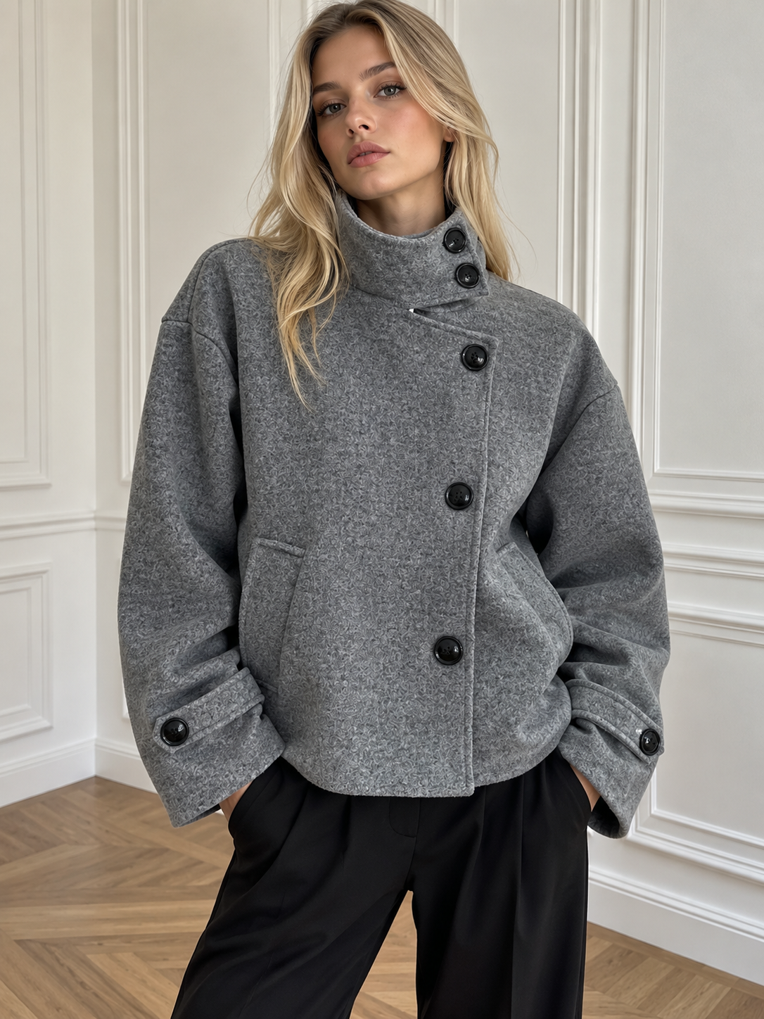 Oversize Mantel mit Stehkragen