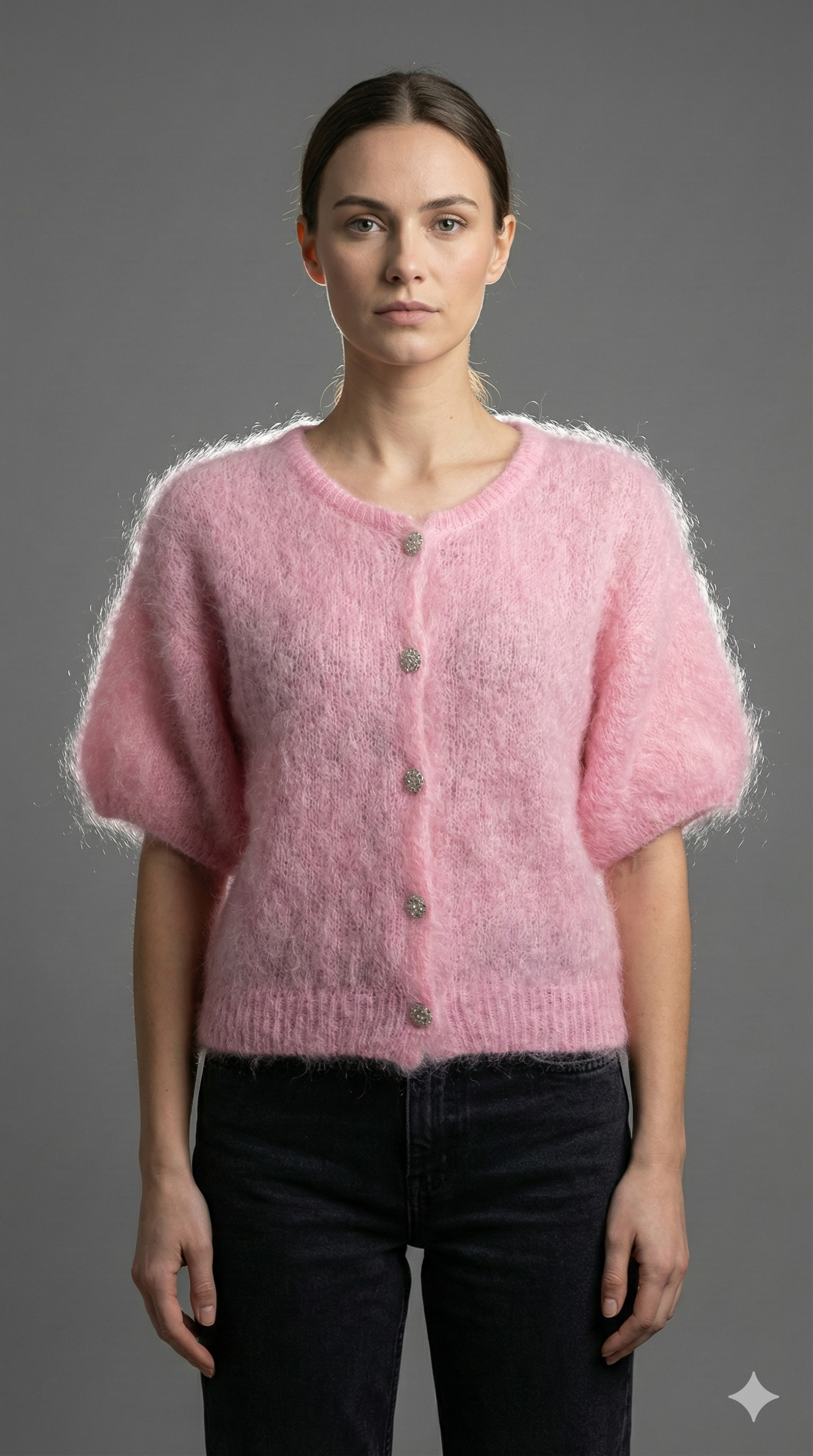Flauschiger Cardigan mit Knöpfen