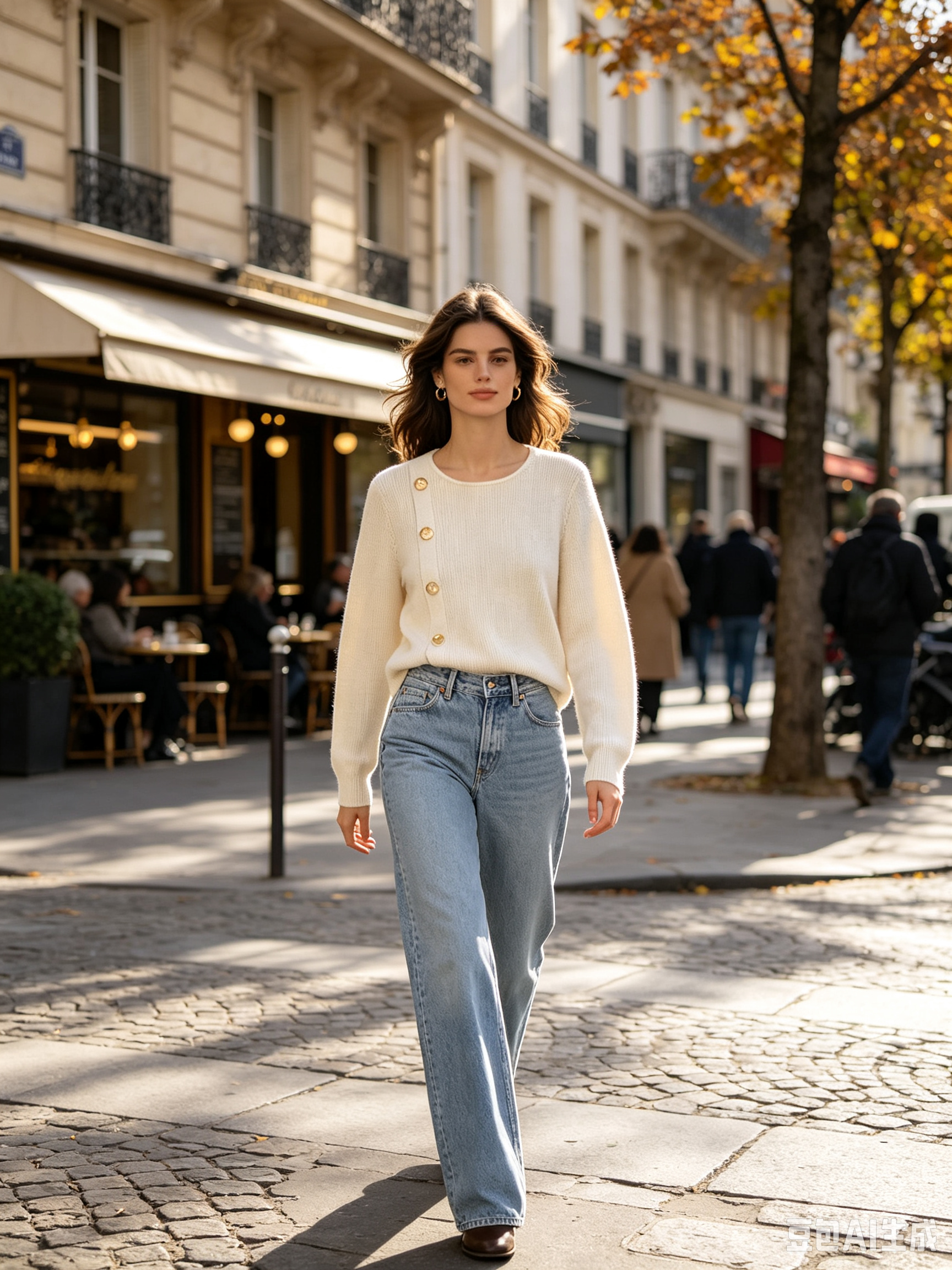 Gerippter Pullover mit Knöpfen