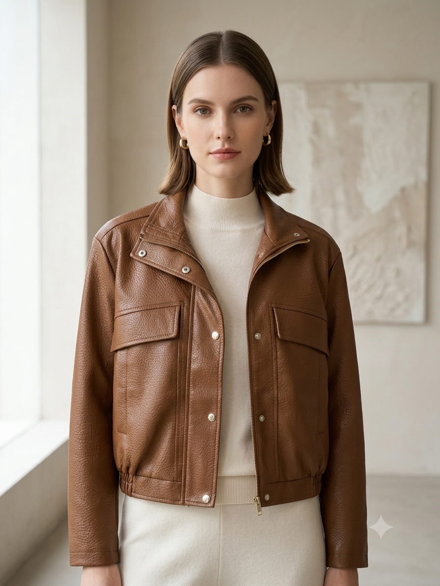 Kurze Jacke mit Hemdkragen