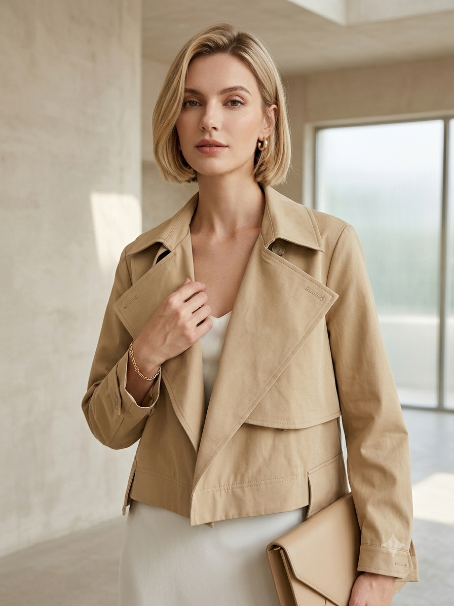 Kurzer Trenchcoat mit Revers