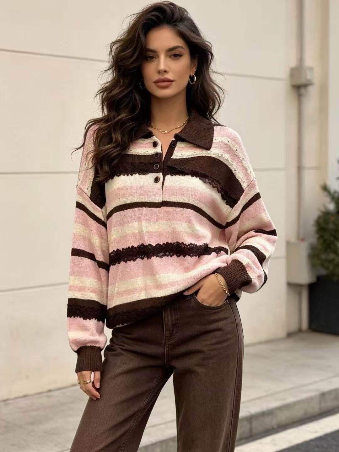 Gestreifter Polo-Pullover