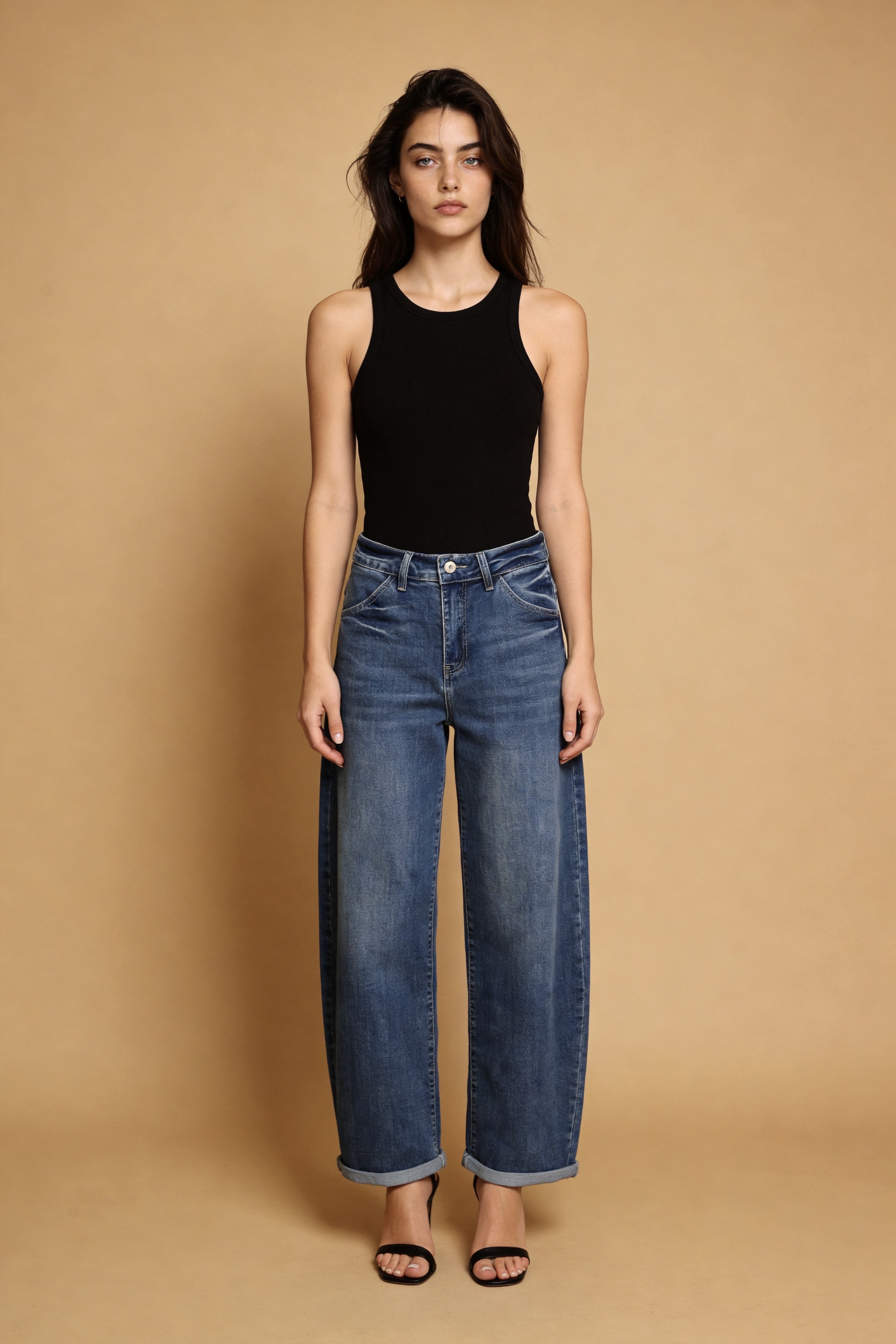 Wide-Leg-Jeans bis zum Knöchel