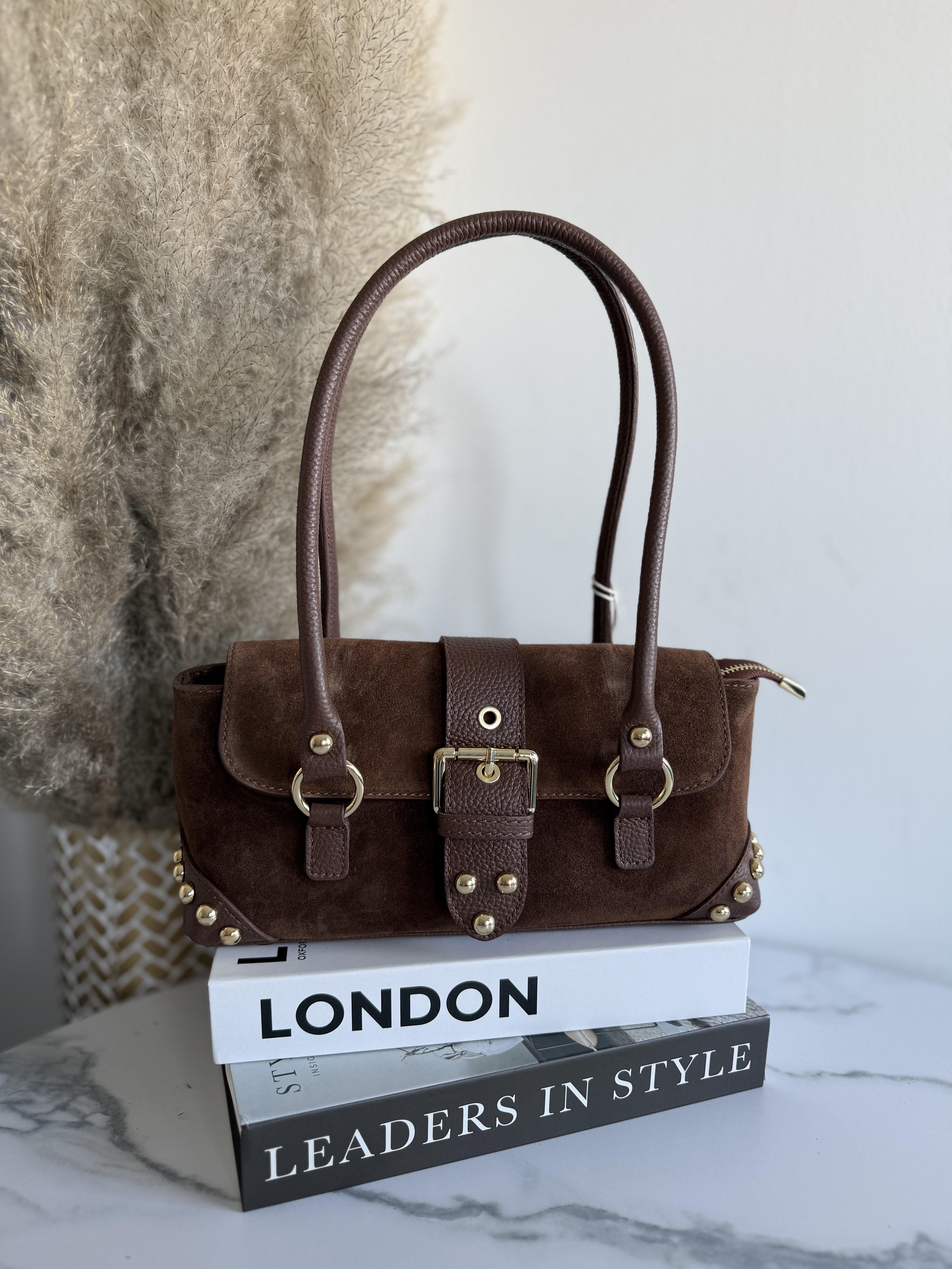 Suede Box-Handtasche
