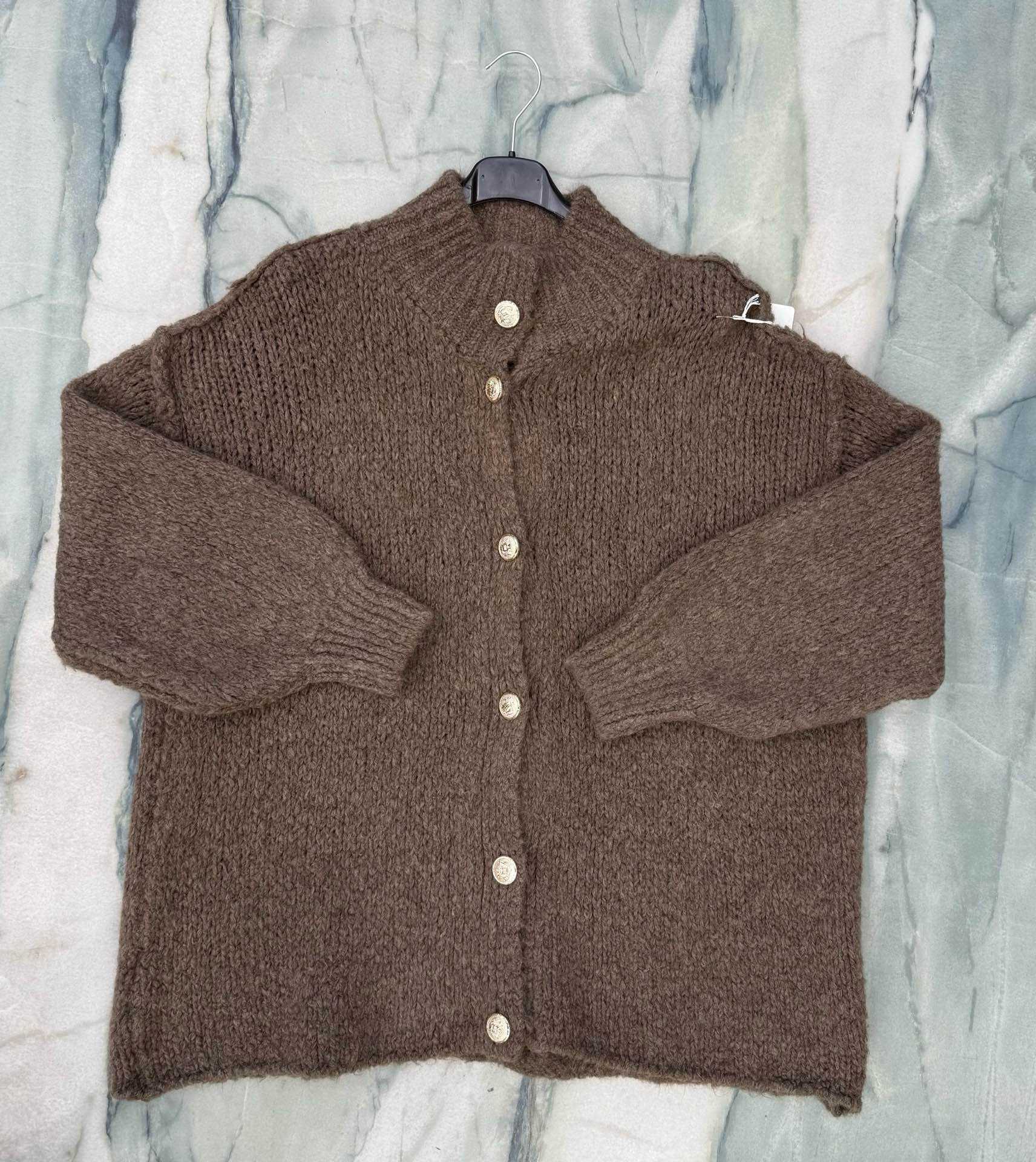 Gerader Cardigan mit Stehkragen