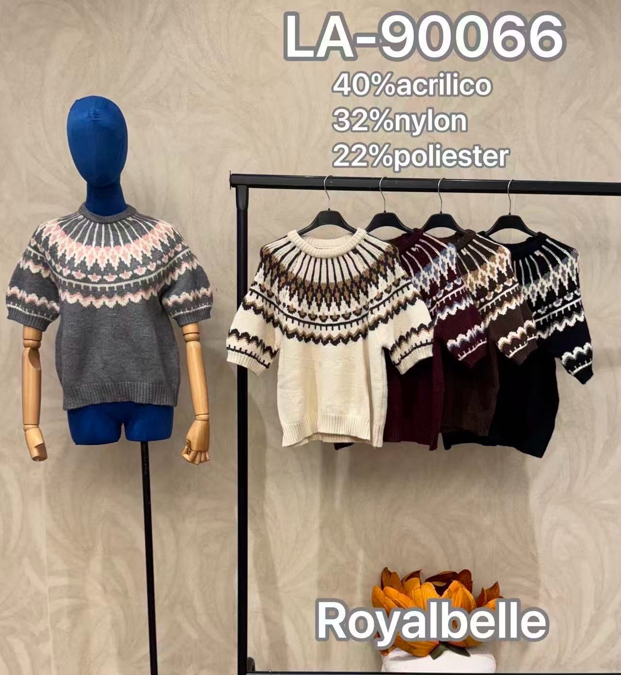 Kurzer Strickpullover mit Jacquardmuster