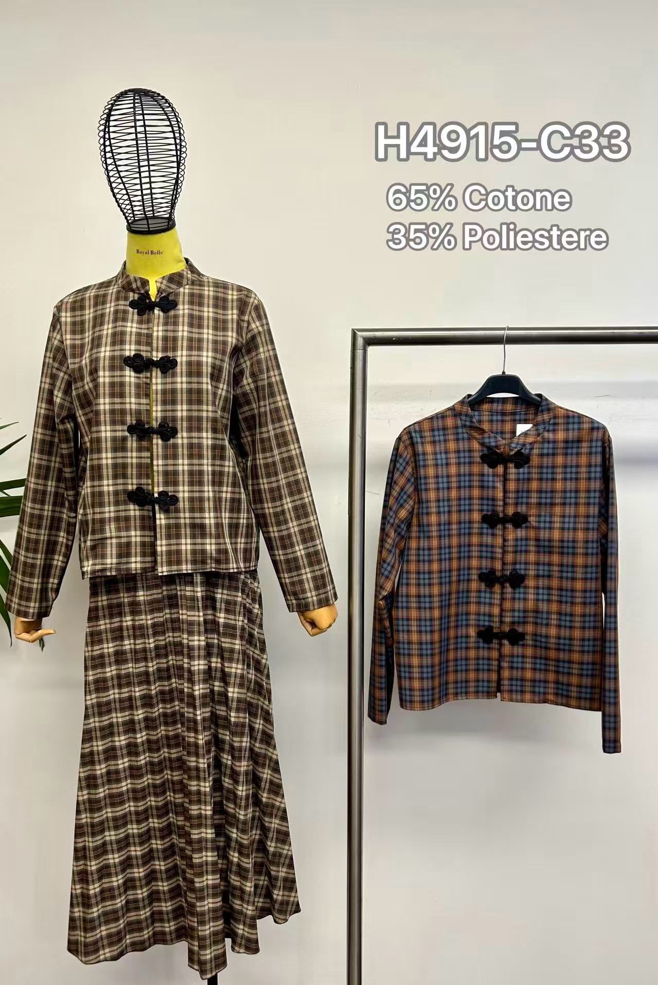 Kariertes Stehkragen-Jacke