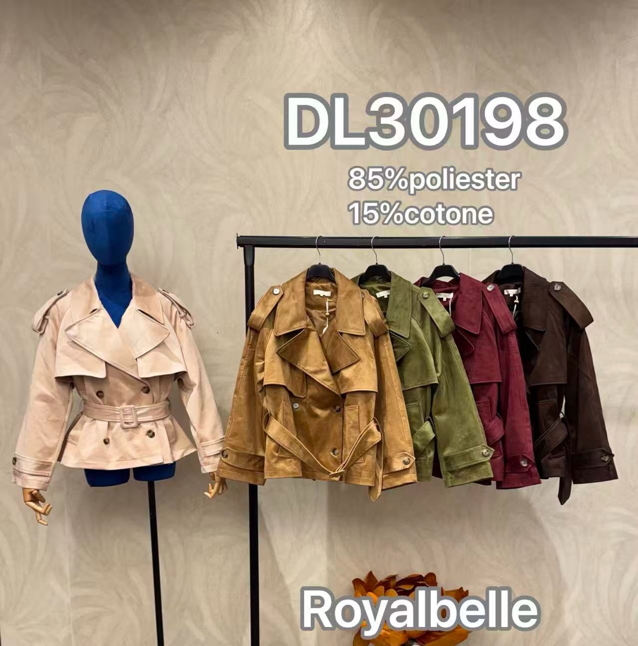 Trenchcoat-Jacke mit Gürtel