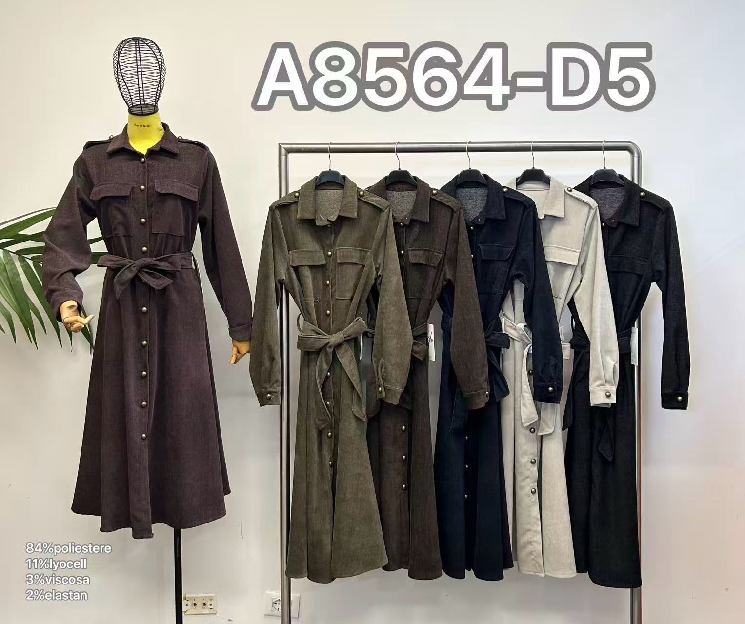 Maxi Hemdkleid mit Gürtel