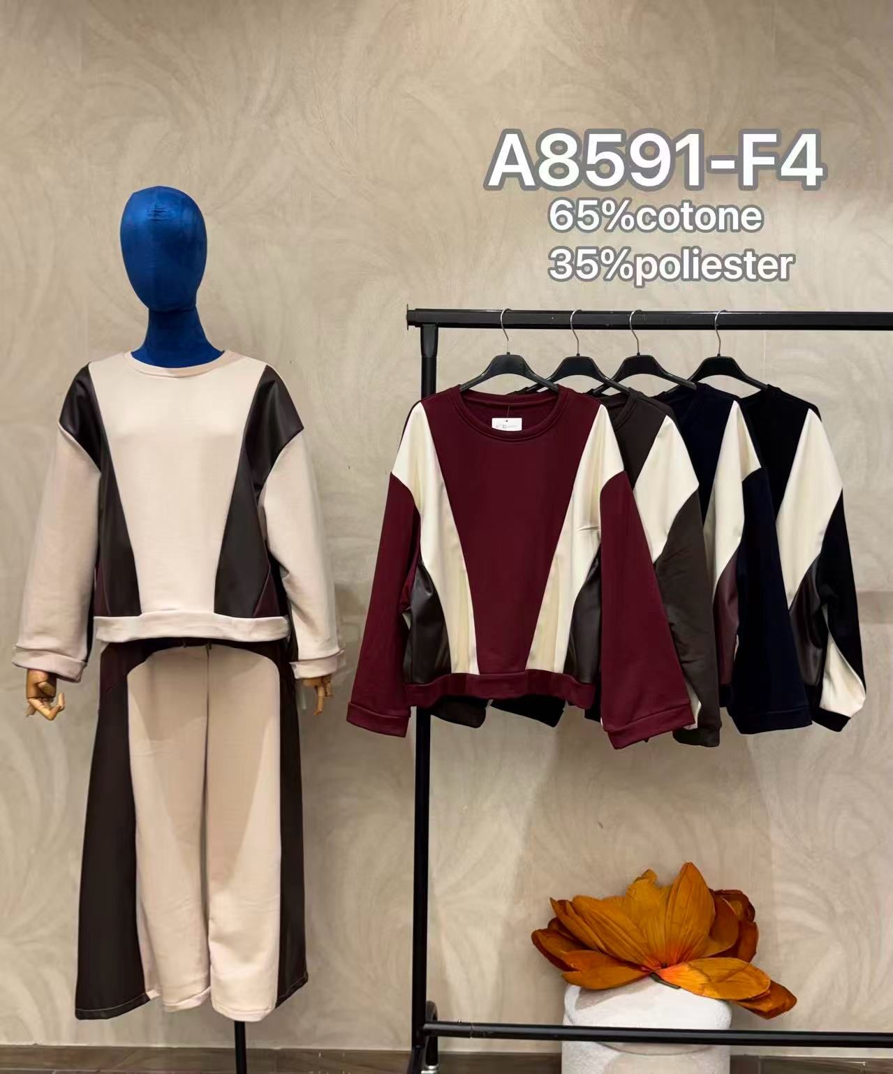 Regular Sweatshirt mit Color‑Block‑Einsätzen