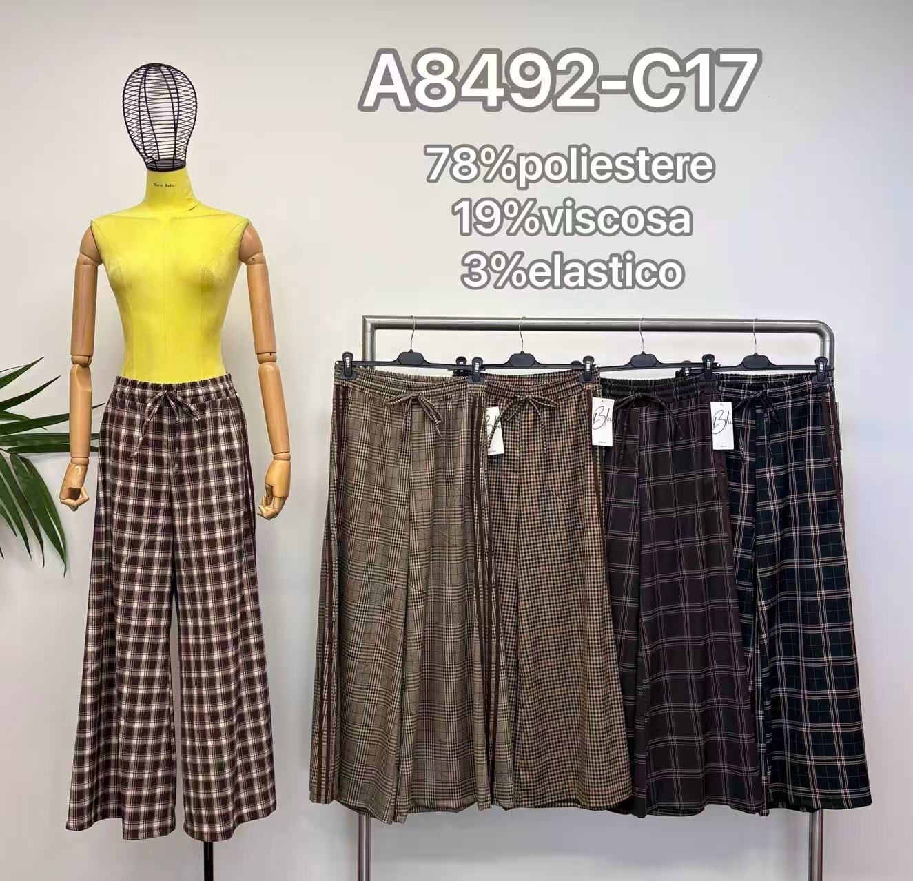 Wide-Leg-Hose mit Karomuster