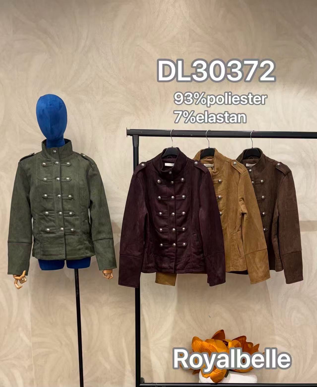 Kurze Stehkragen‑Jacke mit Knöpfen