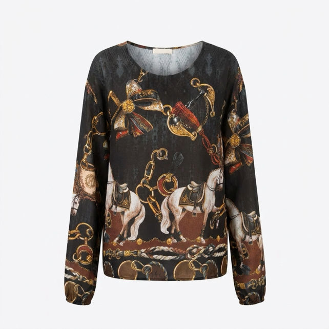 Locker geschnittene Bluse mit Druck