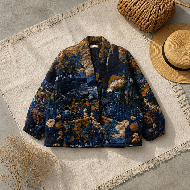Gesteppte Kimono-Jacke