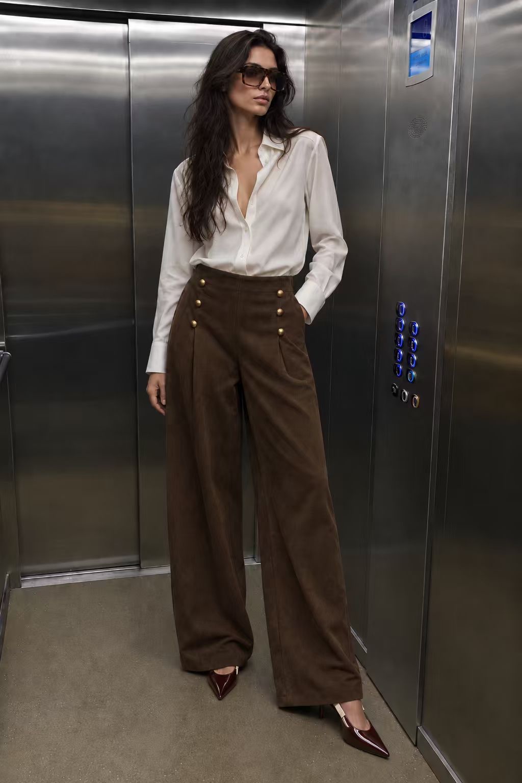 Wide‑Leg Hose mit Falten
