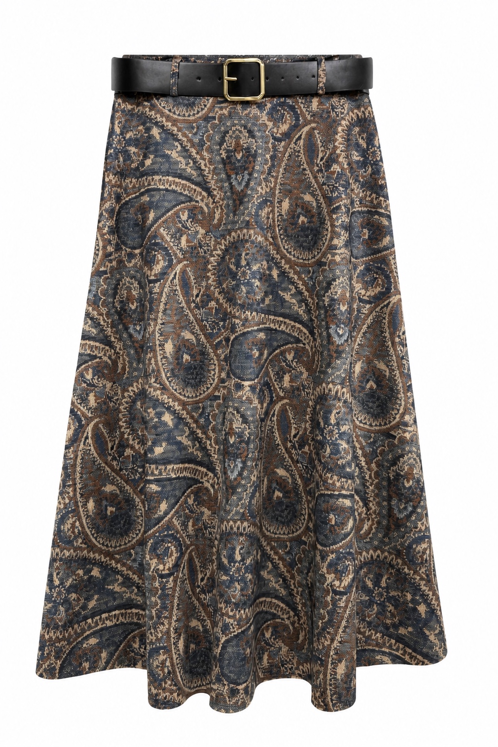 Midi ausgestellter Rock mit Paisley-Muster