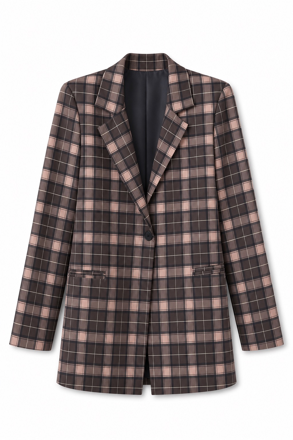 Verlängerter Blazer mit Karo