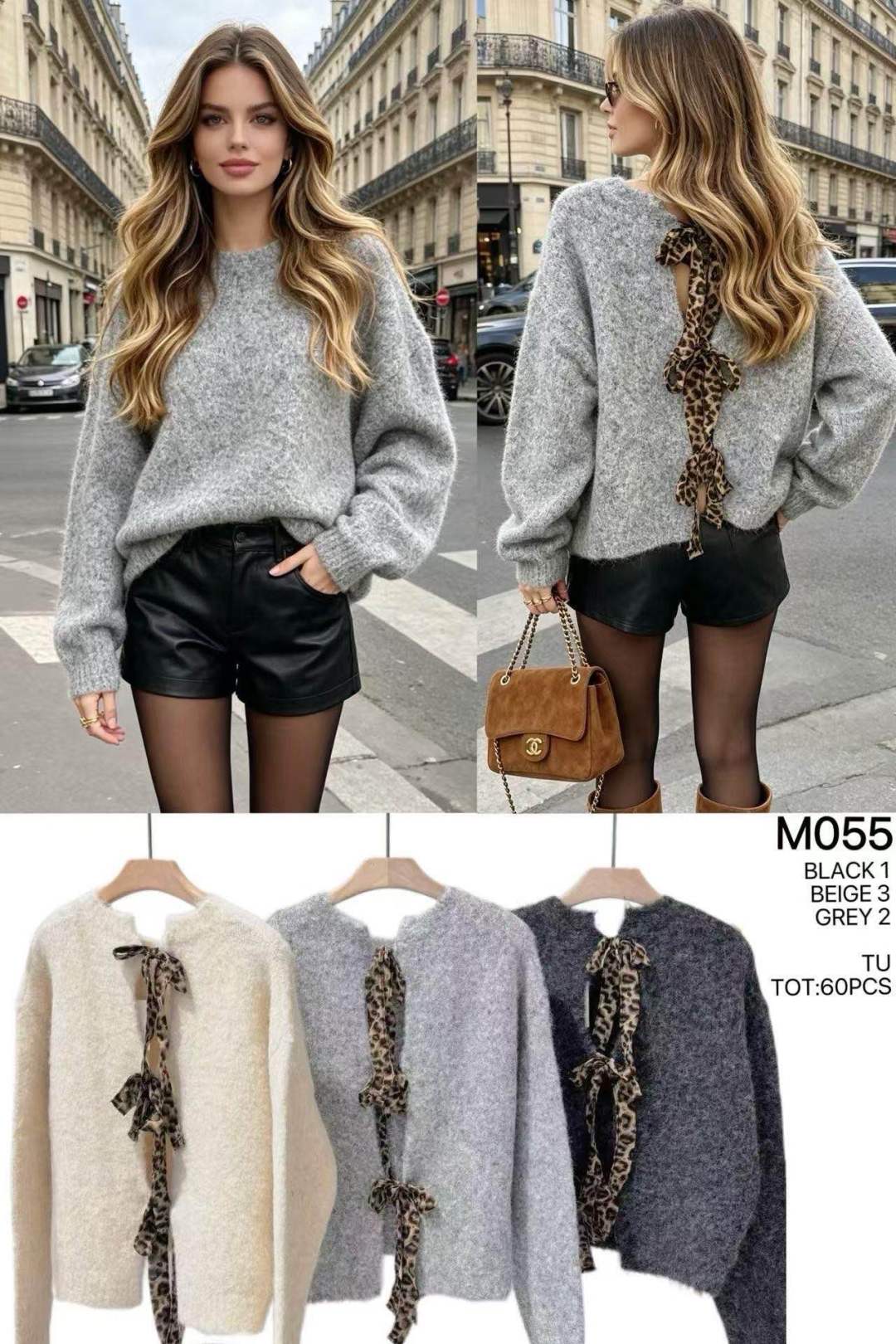 Weit geschnittener Pullover mit Schleife