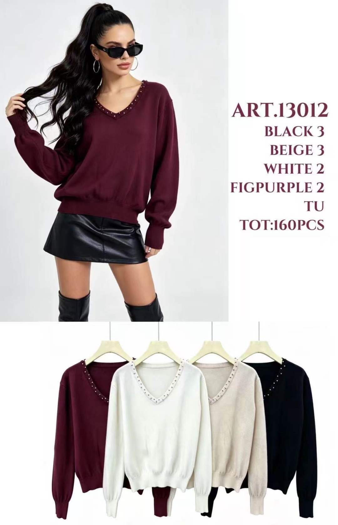 Lockerer Pullover mit Nieten