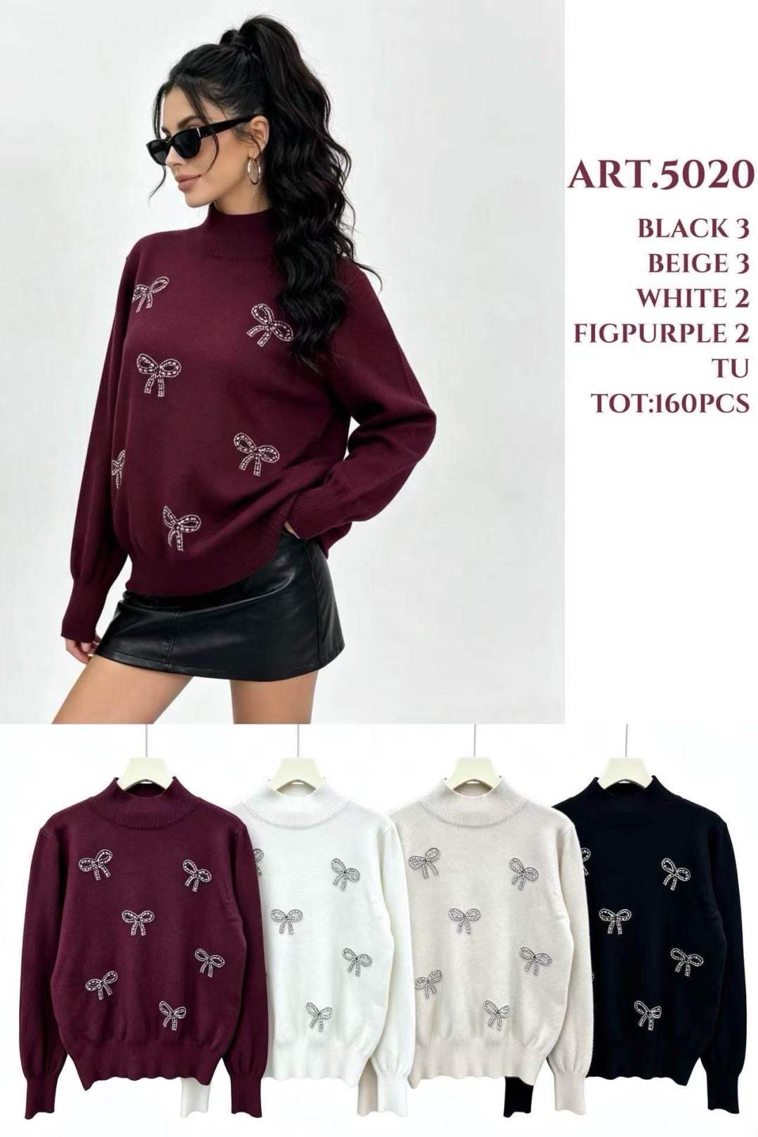 Rollkragenpullover mit Schleifendetails